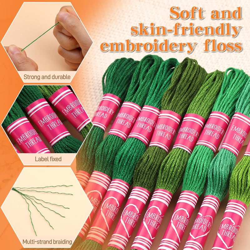Dercuy Embroidery Floss,12 Skeins Green Embroidery Thread,Friendship Bracelet String for DIY Making,Embroidery Crafts - Image 3